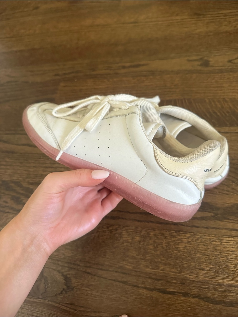 Isabel Marant Women’s White Sneakers with Pink Sole - Picture 4 of 5